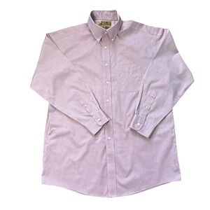 ROUNDTREE & YORKE Gold Label 16 33 Shirt Pink L/S Non Iron Pinpoint Cotton